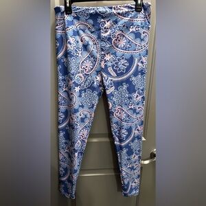 LuLaRoe Size T/C Pink/Blue Floral Leggings EUC